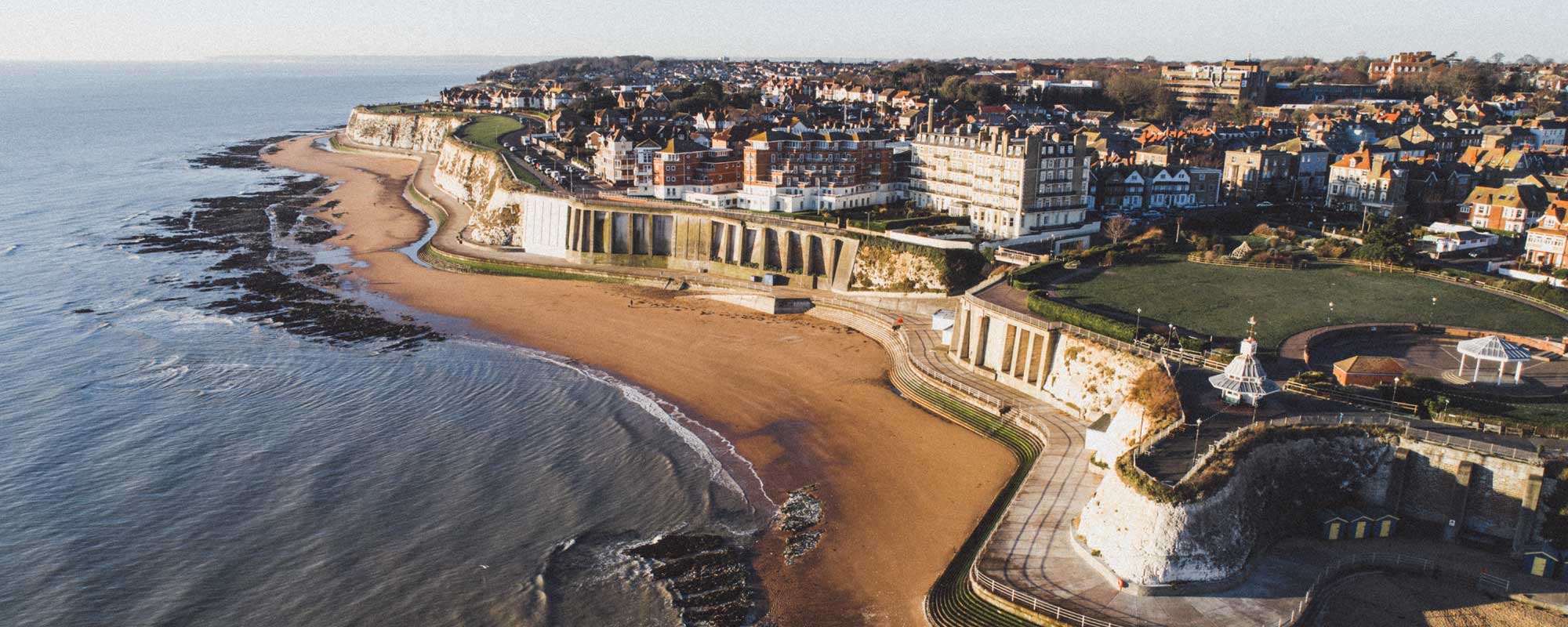 Drone image of Louisa Bay, Broadstairs, Kent